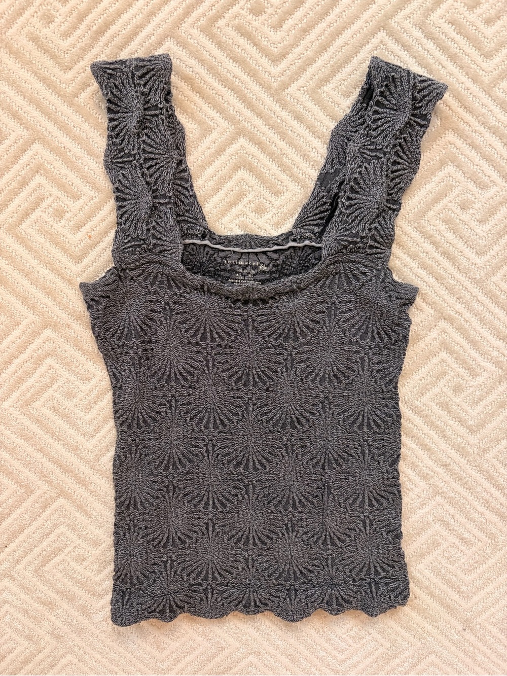 Textured Square-Neck Tank Top in Charcoal - Picture 5 of 6